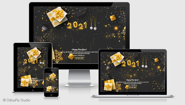 Gold Christmas & Happy New Year Card v1