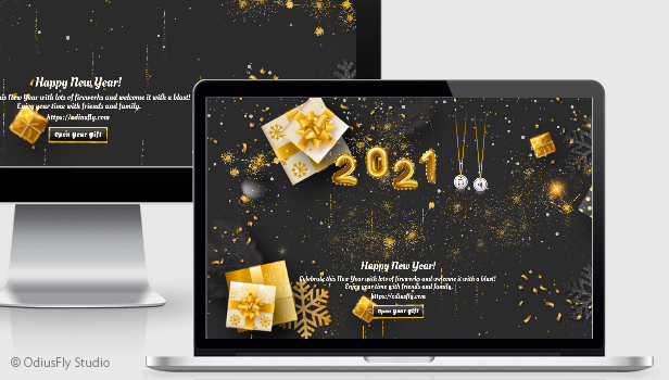 Gold Christmas & Happy New Year Card v1