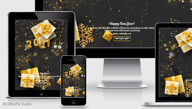 Gold Christmas & Happy New Year Card v1